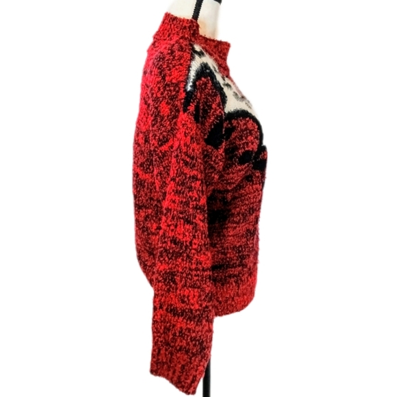 Vintage 80s Spice of Life Womens Cherry Red  Chunky Fuzzy Knitted Sweater Size L - Picture 4 of 11